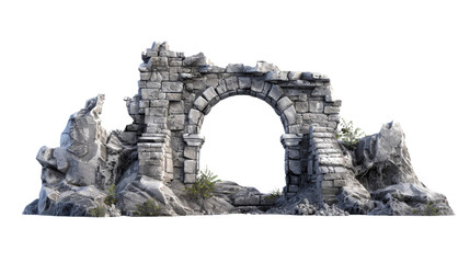 Castle ruin, arch door, low poly, game asset, low polygonal geometric