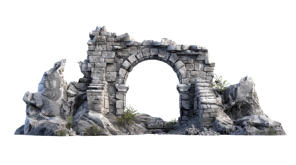 Castle ruin, arch door, low poly, game asset, low polygonal geometric