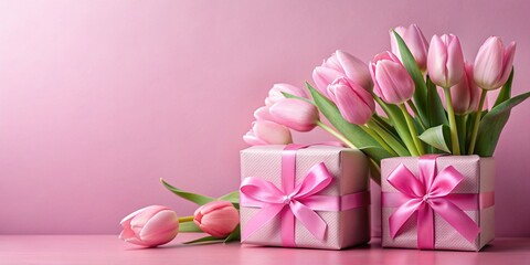 pink tulips in a vase