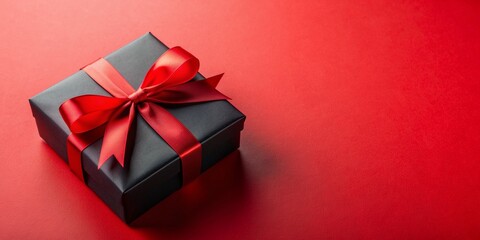 A Simple background with a gift box and ribbon