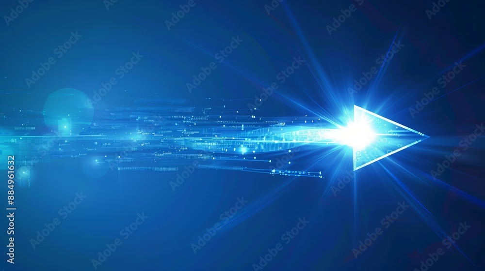 Poster dynamic blue arrow speed on abstract background: advanced communication data transfer technology con