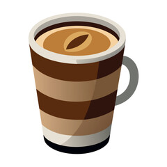 Brown mug with coffee illustration. Vector illustration
