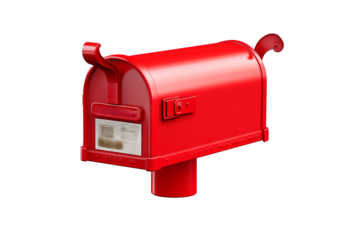 Red mailbox object with detailed design isolated on transparent background for versatile use in graphic design projects and digital artworks