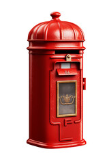 Red mailbox object with detailed design isolated on transparent background for versatile use in graphic design projects and digital artworks