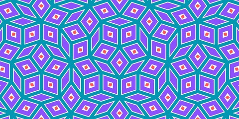 Geometric Vintage Style Seamless Pattern with Shapes in Retro Colors