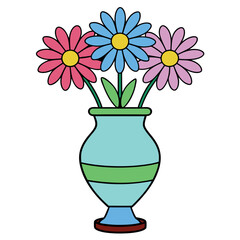 Beautiful flowers flat vector illustration. Natural decorative plant in pot. Interior decoration, romantic gift. Elegant tulips isolated on white background.
