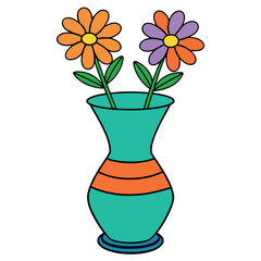 Beautiful flowers flat vector illustration. Natural decorative plant in pot. Interior decoration, romantic gift. Elegant tulips isolated on white background.