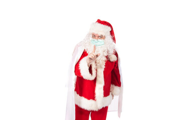 Funny Santa Claus is sick with a cold. White background.