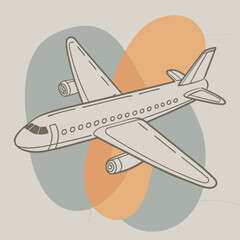 Cartoon plane. Plane with medical mask travel themed doodle . Plane with medical mask. Plane with medical mask. Illustration , cartoon airplane.