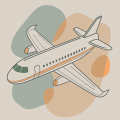 Cartoon plane. Plane with medical mask travel themed doodle . Plane with medical mask. Plane with medical mask. Illustration , cartoon airplane.