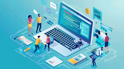 Innovative online education scene capturing a diverse group of students engaging with an interactive e-learning session on digital learning platforms, fostering a new era of virtual classrooms 