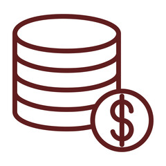 Coin Vector Line Maroon Icon Design