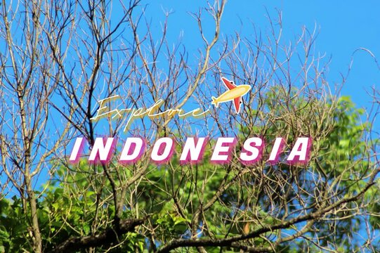 Explore Indonesia opening  thumbnail for social media vlog with tropical background. Nature vlog