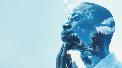 Futuristic Vision: African-American Man with AI Technology Concept