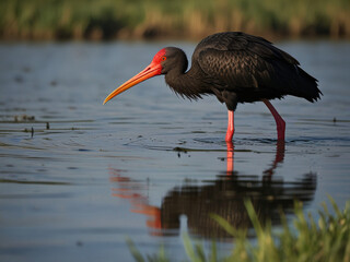 Ciconia nigra The Black Stork. AI generated