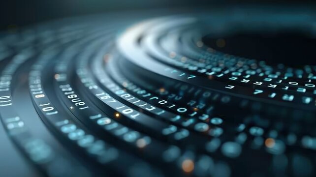 A dark and mysterious techno abstract background with interconnected tunnels and cryptic symbols.