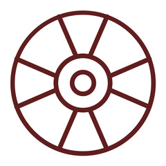Compact Disk Vector Line Maroon Icon Design