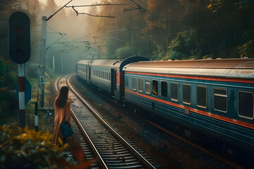 Fototapeta premium train journey turned productive