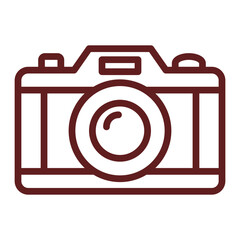 Camera Vector Line Maroon Icon Design