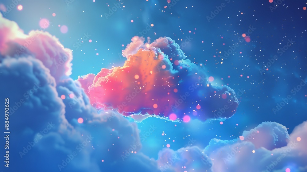 Poster modern cloud computing illustration: high-tech digital network and data storage concept with abstrac