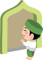 Children Enter Mosque  Illustration