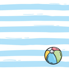 Simple seamless pattern with blue stripes and baby ball. Bright vector background for banner, wrapping paper, print, fabric.