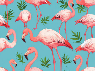 Obraz premium Phoenicopterus roseus pink flamingo. AI generated