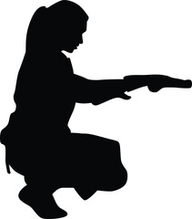 Silhouette of a person cleaning home. Cleaning service janitor illustration full body