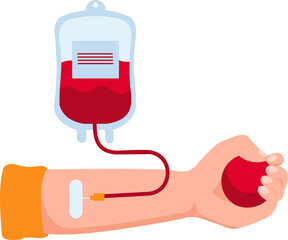 Bag With Blood And Hand Of Donor