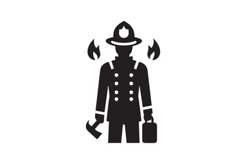 fireman firefighter silhouette vector illustration