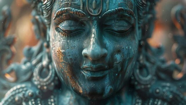 Video recreation of statue figure of Buddha	
