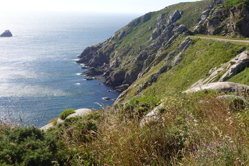 cape finisterre with cliffs at the end of the world. pilgrims' way of santiago.