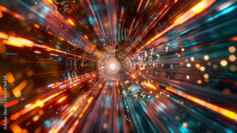 Poster data security concept with abstract high-speed technology motion blur: digital protection and cybers