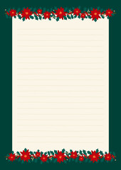 Christmas letter decorated with poinsettia