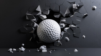  The golf ball is perfectly rendered with a shiny white surface, showcasing its dimples. It appears to be in motion, with slight motion blur to emphasize speed.
