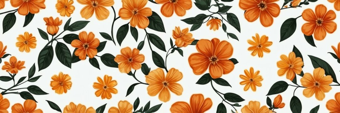 mini orange flowers theme border and white background website banner