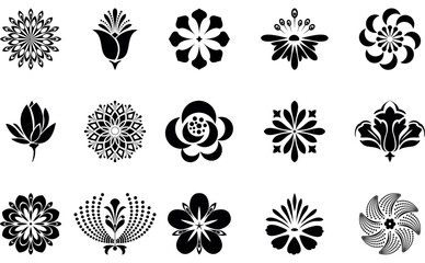 Flowers icon set. Flowers isolated on transparent background. Flowers in modern simple. Cute round flower plant nature collection. Vector illustrator