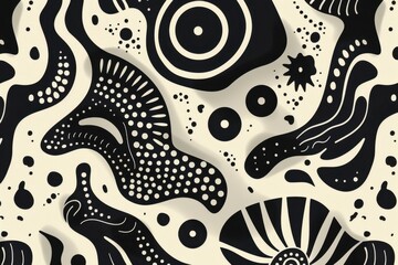 Fototapeta premium Black and white abstract organic shapes creating a unique pattern.