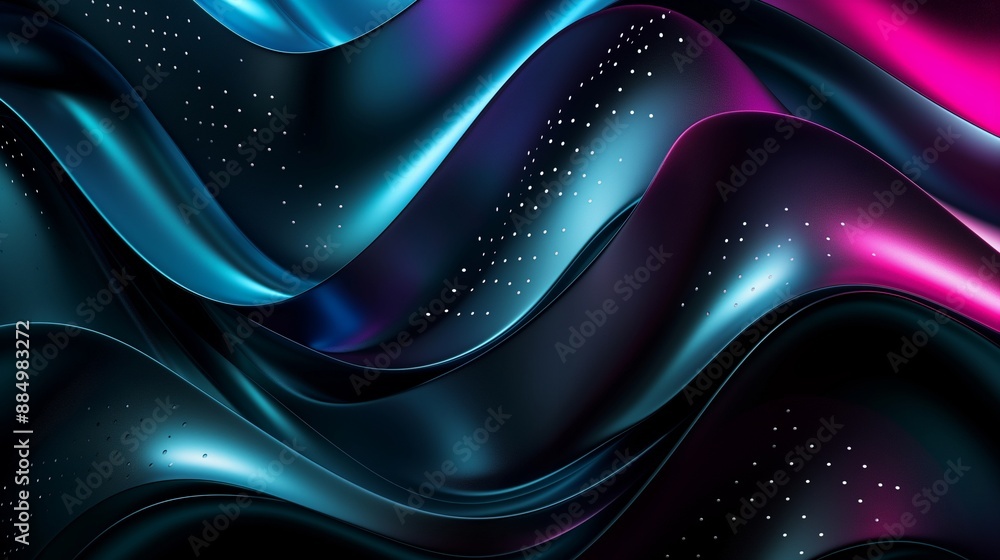 Poster sleek modern abstract background with smooth metallic surfaces and embedded led lights in shades of 