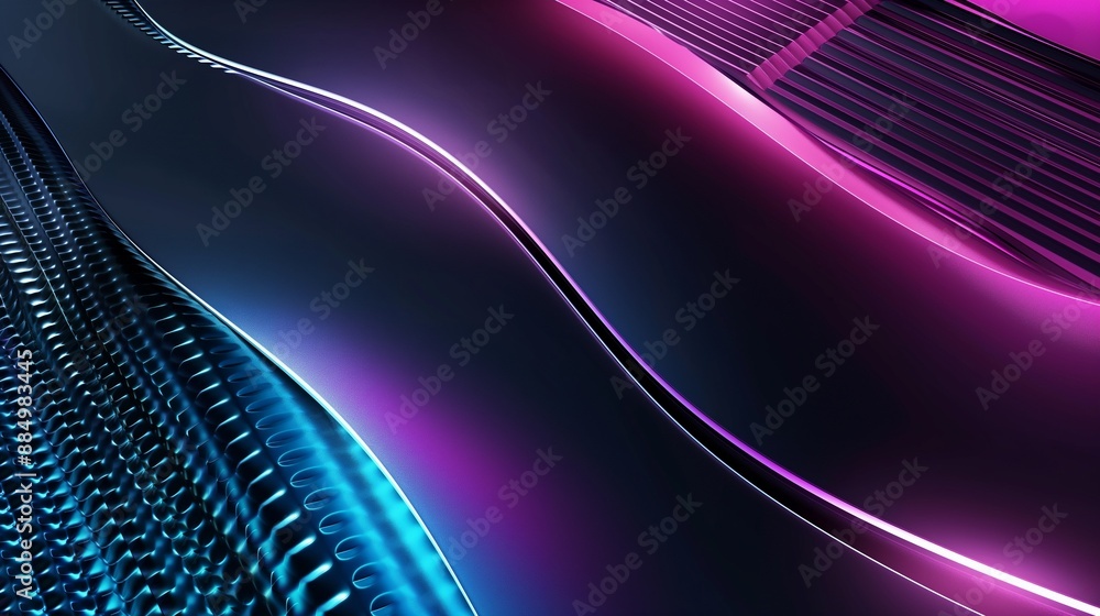 Aufkleber sleek modern abstract background with smooth metallic surfaces and embedded led lights in shades of 