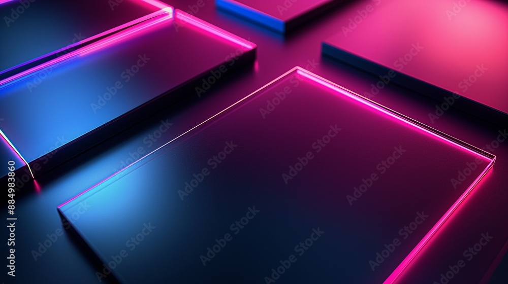 Aufkleber sleek modern abstract background with smooth metallic surfaces and embedded led lights in shades of 