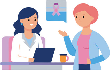 Two women doctors consulting each other on breast cancer awareness topics