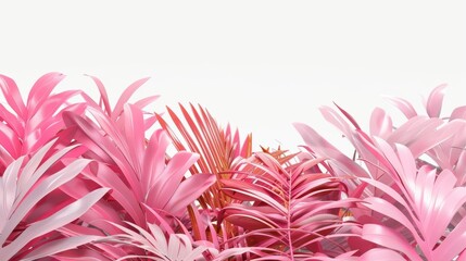 Obraz premium Vibrant 3D effect plants, isolated on white background, highresolution detail, dynamic and colorful foliage, creative and artistic design, modern and eyecatching composition