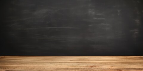 Blackboard Background with Wooden Tabletop