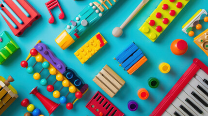 Toys for little ones! Building blocks, musical instruments, pretend play toys, and more. Perfect for books, cards, and flyers for kids.
