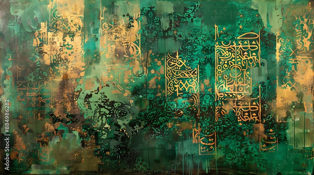 Canvas Prints sufi abstract art blending traditional motifs modern abstract techniques using a palette of calming 