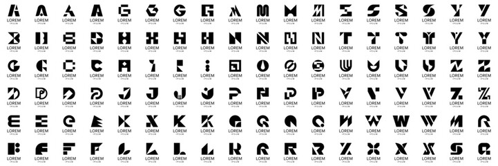 Abstract logos collection with letters. Geometrical abstract logos. Icon design	