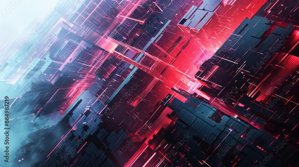 Poster futuristic technology background featuring digital geometric patterns, abstract high-tech design wit