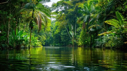 The lush, tropical landscapes of the Amazon River Basin