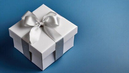 Obraz premium white box gift with elegant ribbon and light color background